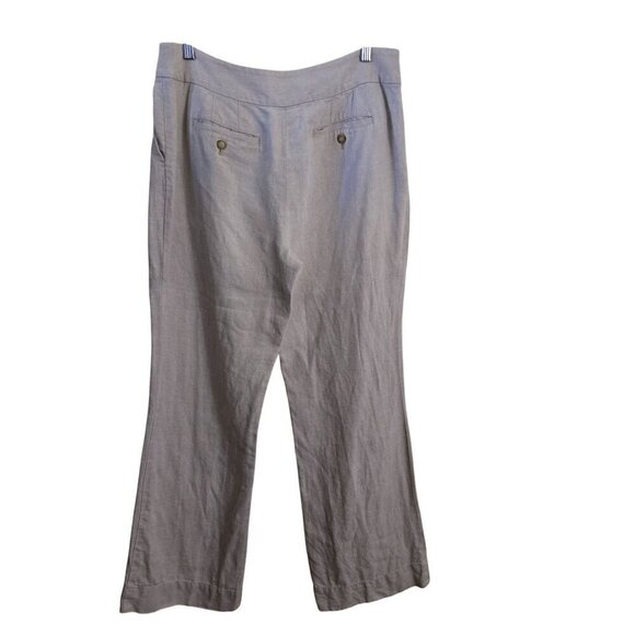 Ann Taylor Loft Julie Wide Leg Linen Trousers Oatmeal Size 10 - Picture 2 of 5
